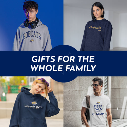 Gifts for the whole family. People wearing apparel from Montana State University Bobcats - Mobile Banner