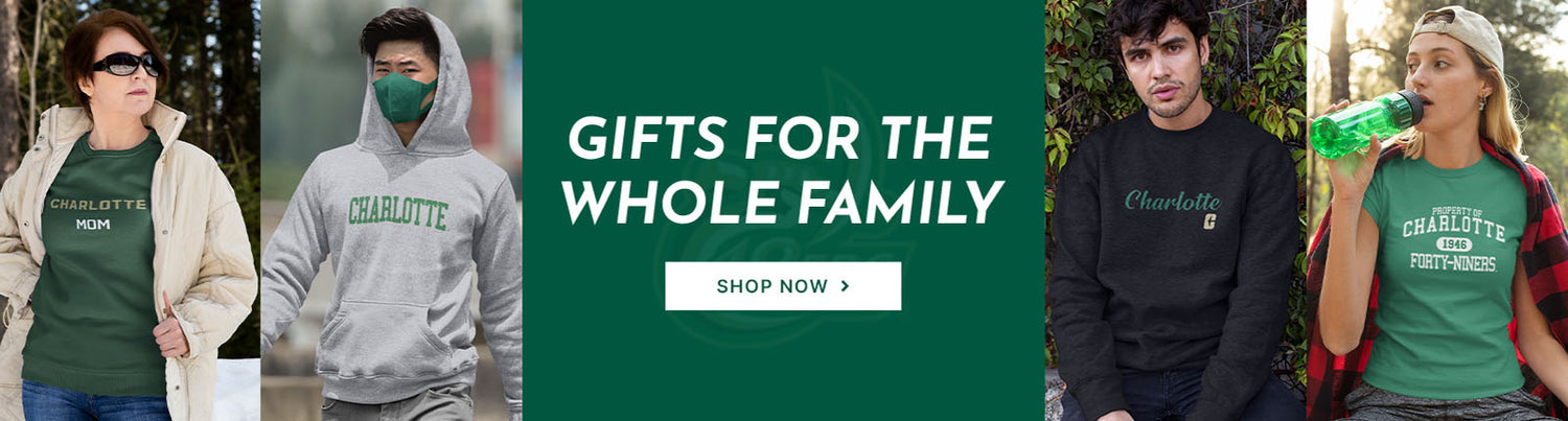 Gifts for the Whole Family. People wearing apparel from University of North Carolina at Charlotte 49ers