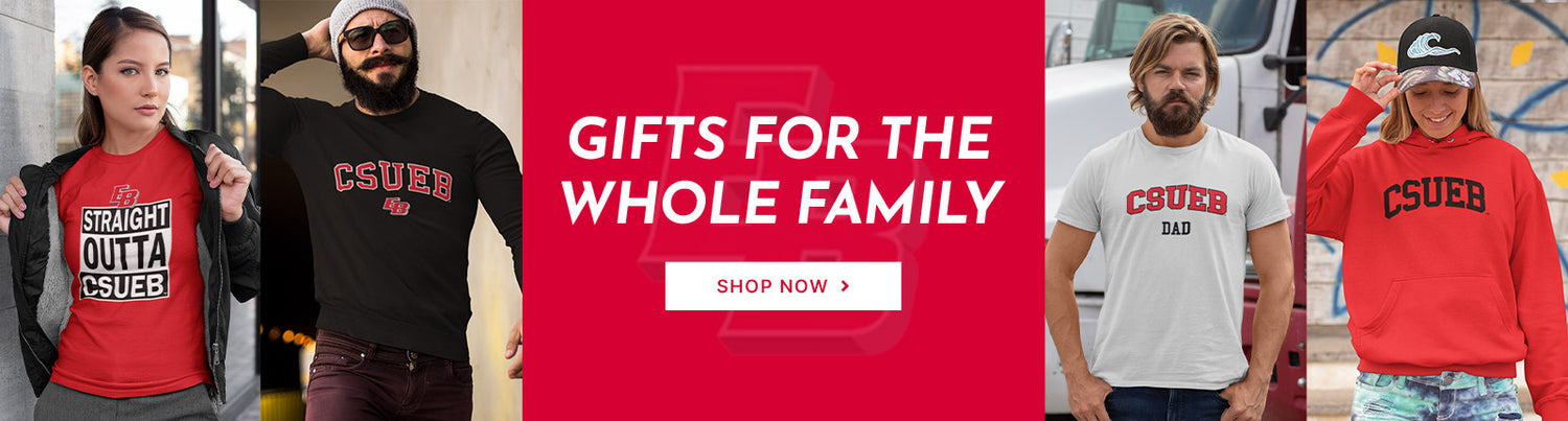 Gifts for the Whole Family. People wearing apparel from California State University East Bay Pioneers Apparel – Official Team Gear