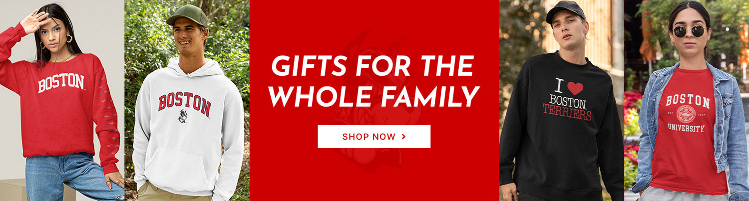 Gifts for the Whole Family. People wearing apparel from Boston University Terriers