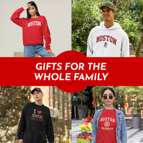 Gifts for the Whole Family. People wearing apparel from Boston University Terriers - Mobile Banner