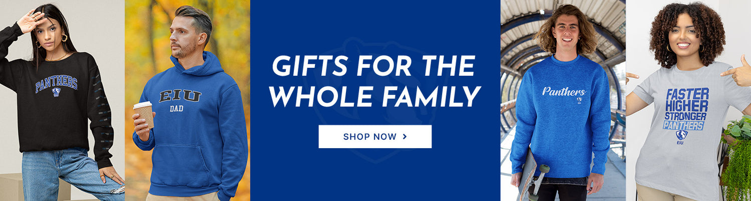 Gifts for the Whole Family. People wearing apparel from EIU Eastern Illinois University Panthers