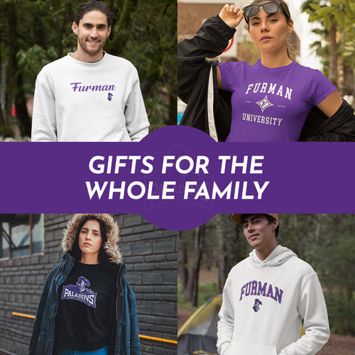 Gifts for the Whole Family. People wearing apparel from Furman University Paladins - Mobile Banner