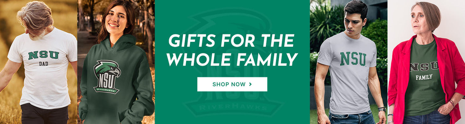 Gifts for the Whole Family. People wearing apparel from Northeastern University Huskies