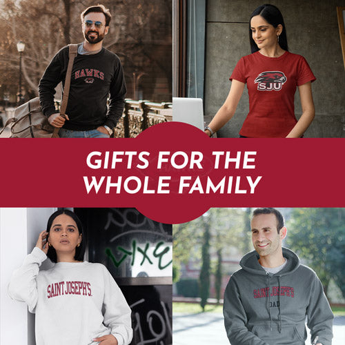 Gifts for the Whole Family. People wearing apparel from Saint Josephs University Hawks Apparel – Official Team Gear - Mobile Banner