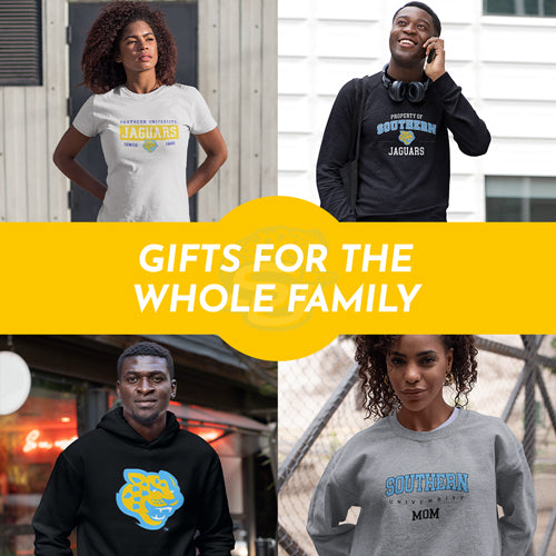 Gifts for the Whole Family. People wearing apparel from Southern University Jaguars - Mobile Banner