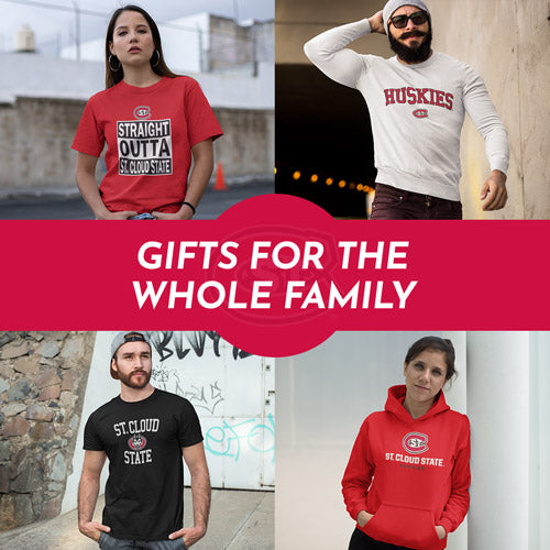 Gifts for the Whole Family. People wearing apparel from St. Cloud State University, Huskies Apparel – Official Team Gear - Mobile Banner