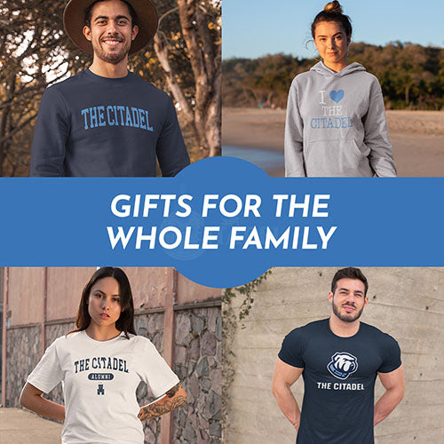 Gifts for the Whole Family. People wearing apparel from The Citadel Bulldogs Apparel – Official Team Gear - Mobile Banner