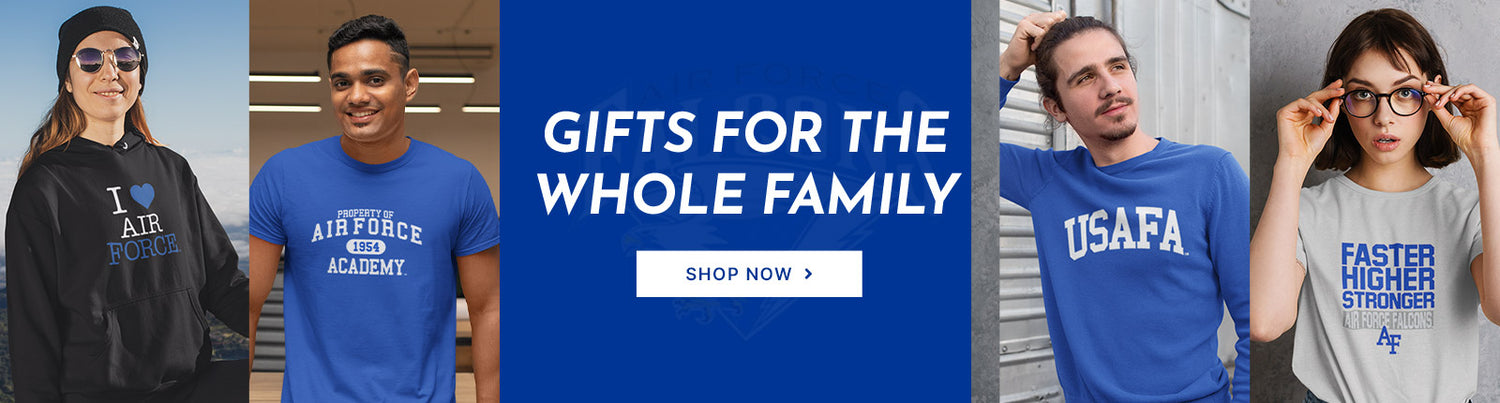 Gifts for the Whole Family. People wearing apparel from USAFA U.S. Air Force Academy Falcons Apparel – Official Team Gear