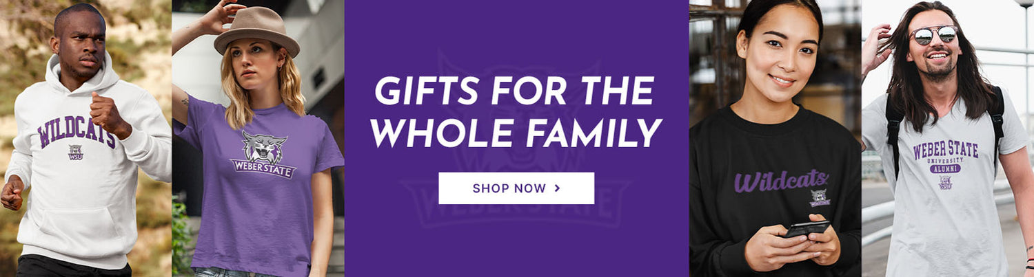 Gifts for the whole family. People wearing apparel from Weber State University Wildcats