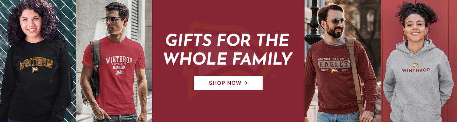 Gifts for the Whole Family. People wearing apparel from Winthrop University Eagles Apparel – Official Team Gear