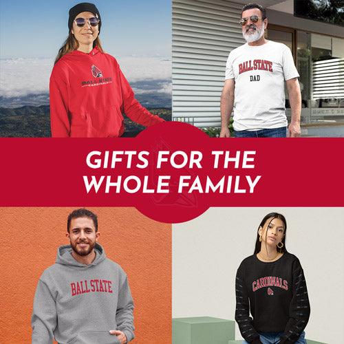 Gifts for the Whole Family. People wearing apparel from BSU Ball State University Cardinals - Mobile Banner