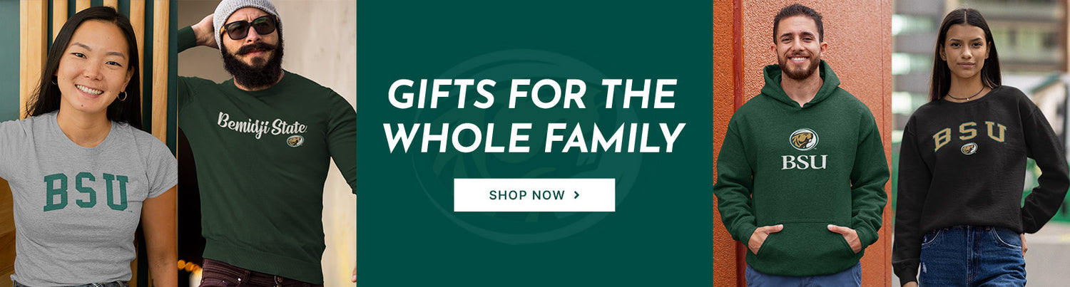 Gifts for the Whole Family. People wearing apparel from BSU Bemidji State University Beavers
