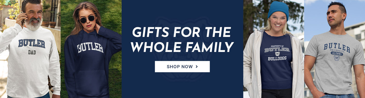 Gifts for the Whole Family. People wearing apparel from Butler University Bulldog