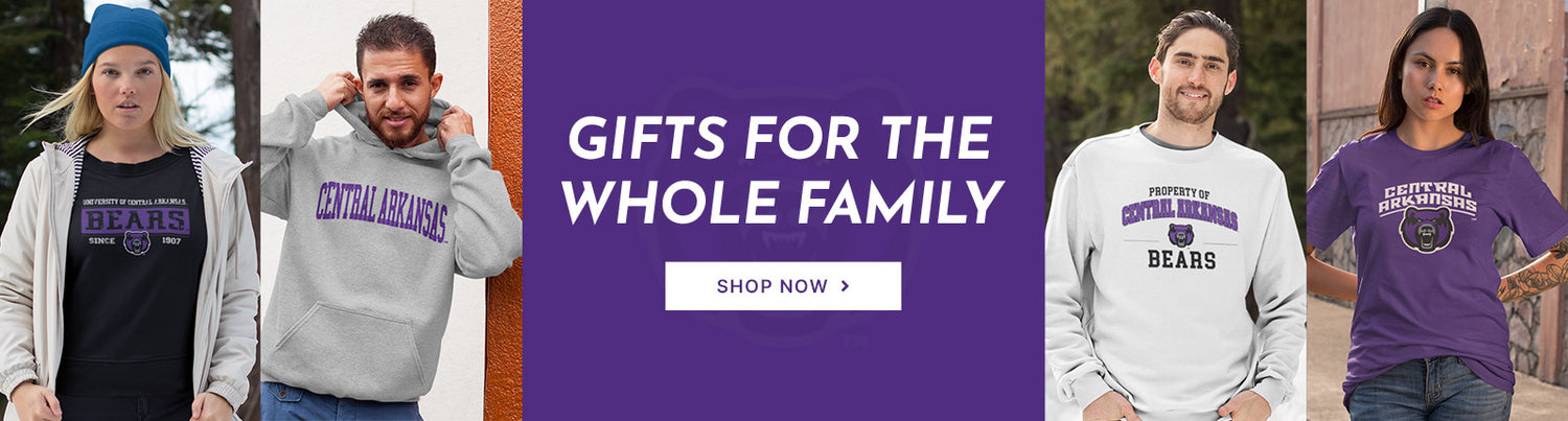 Gifts for the Whole Family. People wearing apparel from UCA University of Central Arkansas Bears