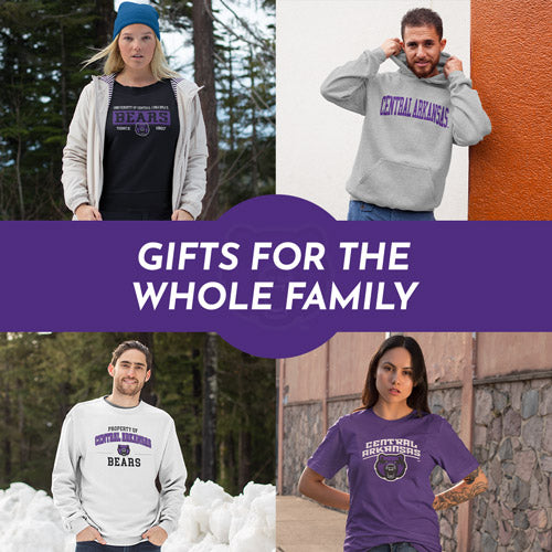 Gifts for the Whole Family. People wearing apparel from UCA University of Central Arkansas Bears Apparel – Official Team Gear - Mobile Banner