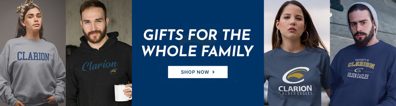 Gifts for the Whole Family. People wearing apparel from Clarion University Golden Eagles Apparel – Official Team Gear
