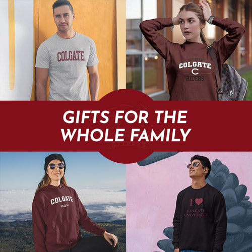 Gifts for the Whole Family. People wearing apparel from Colgate University Raider - Mobile Banner