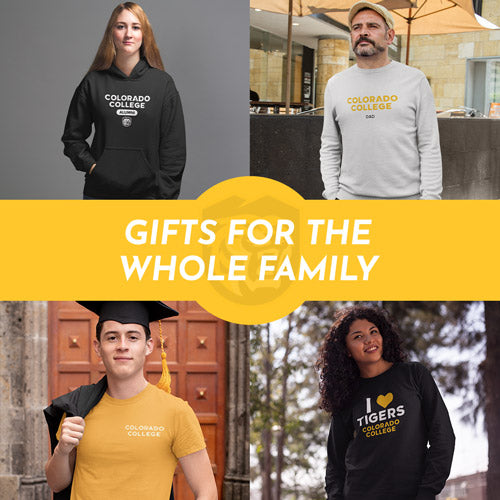 Gifts for the Whole Family. People wearing apparel from Colorado College CC Tigers - Mobile Banner