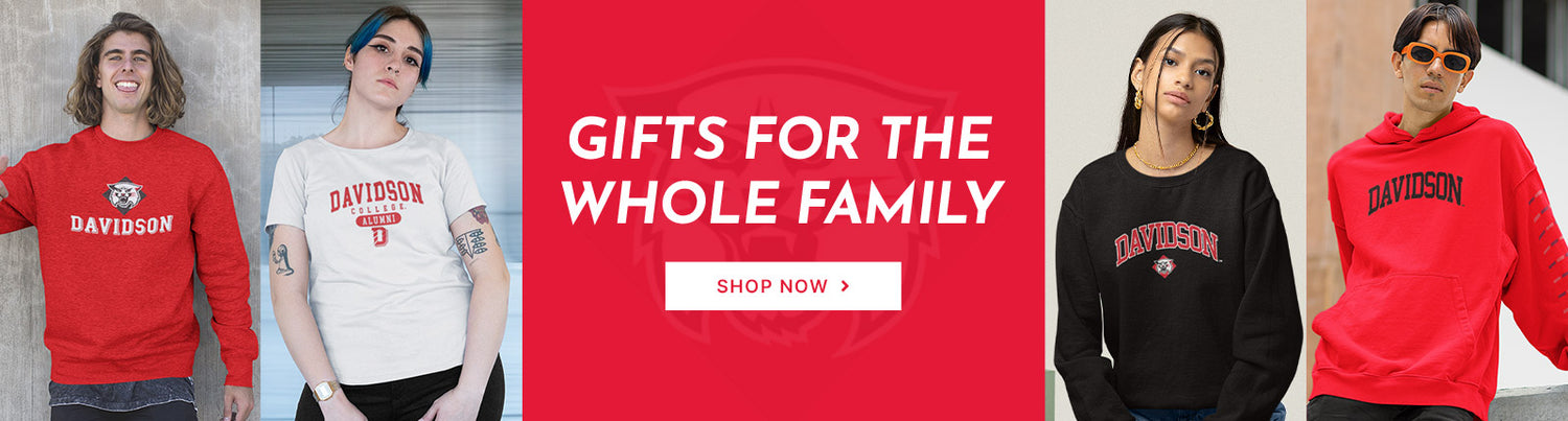 Gifts for the Whole Family. People wearing apparel from Davidson College Wildcats
