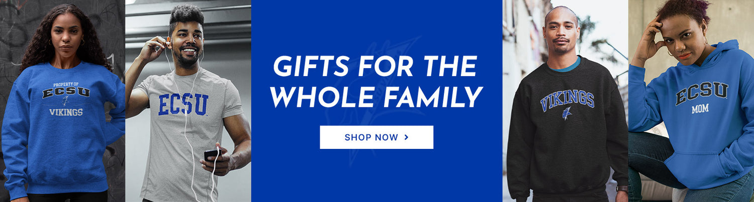 Gifts for the Whole Family. People wearing apparel from ECSU Elizabeth City State University Vikings