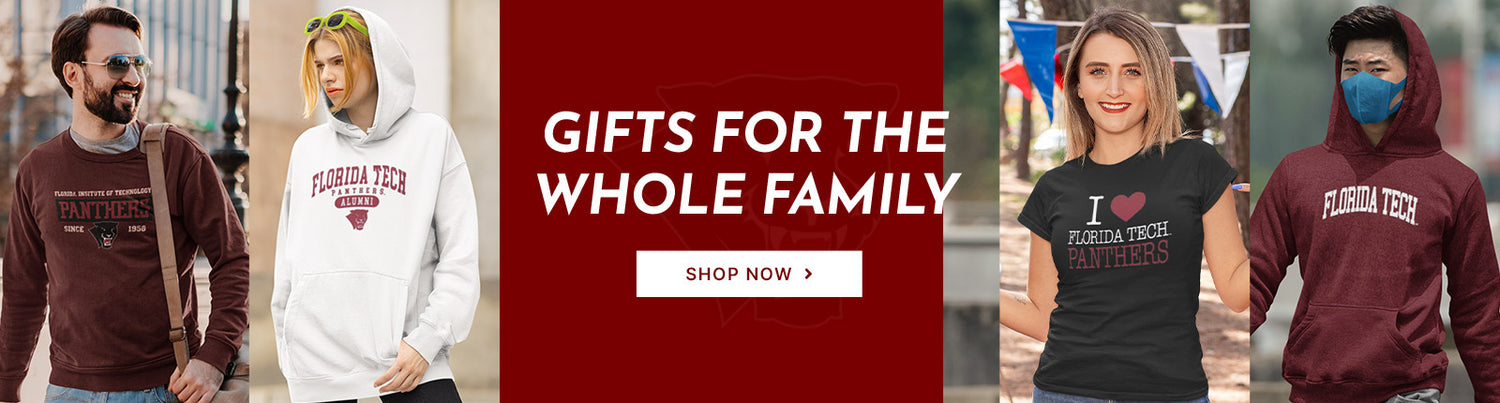 Gifts for the Whole Family. People wearing apparel from Florida Institute of Technology Panthers
