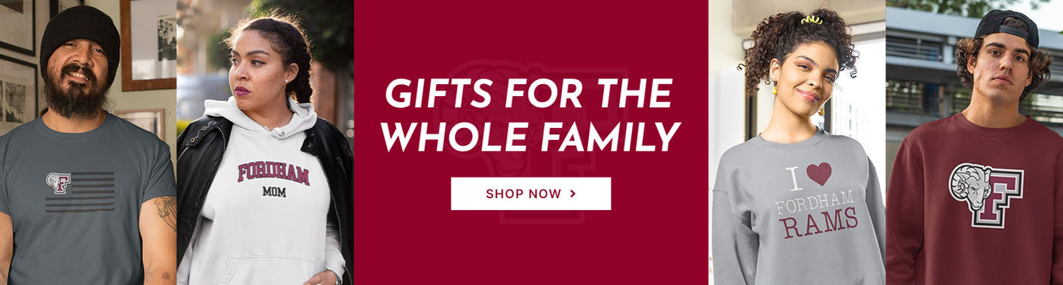 Gifts for the whole family. People wearing apparel from Fordham University Rams