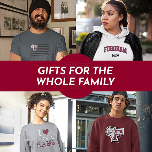 Gifts for the whole family. People wearing apparel from Fordham University Rams - Mobile Banner
