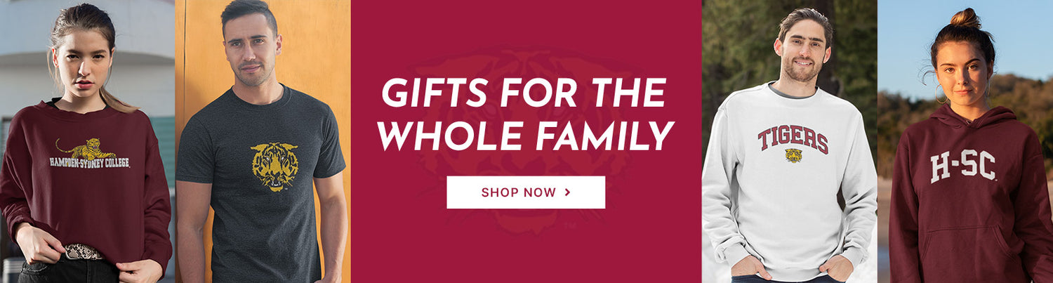 Gifts for the Whole Family. People wearing apparel from HSC Hampden-Sydney College Tigers