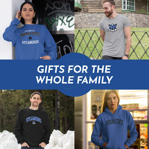 Gifts for the Whole Family. People wearing apparel from ISU Indiana State University Sycamores - Mobile Banner