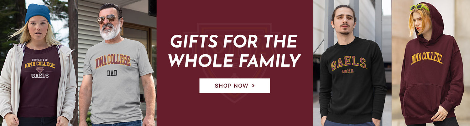 Gifts for the Whole Family. People wearing apparel from Iona College Gaels