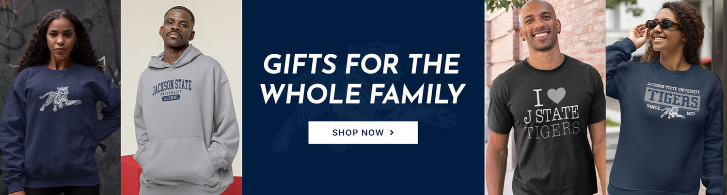 Gifts for the whole family. People wearing apparel from JSU Jackson State University Tigers Apparel – Official Team Gear