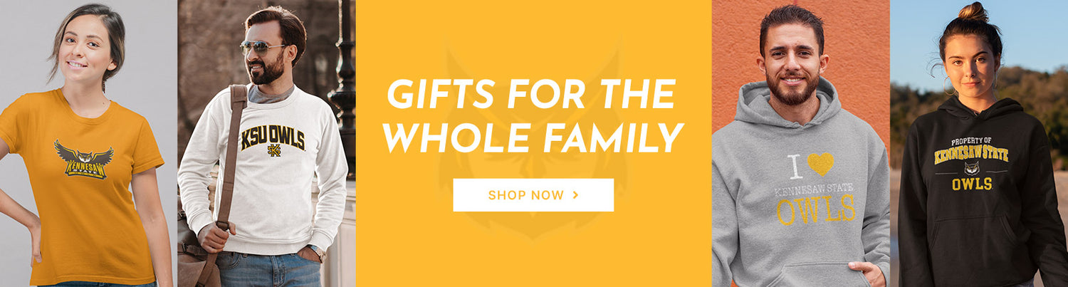 Gifts for the Whole Family. People wearing apparel from KSU Kennesaw State University Owls