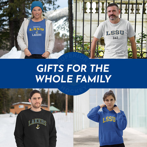 Gifts for the Whole Family. People wearing apparel from LSSU Lake Superior State University Lakers Apparel – Official Team Gear - Mobile Banner