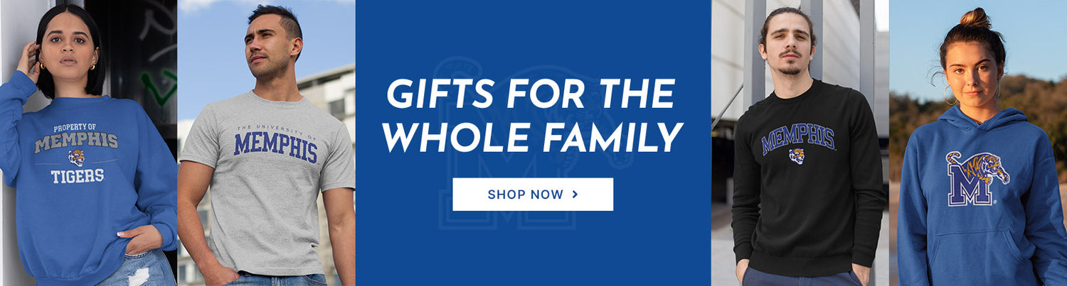 Gifts for the Whole Family. People wearing apparel from University of Memphis Tigers