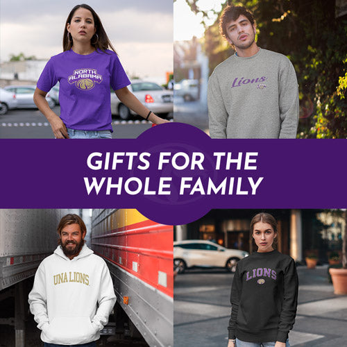 Gifts for the Whole Family. People wearing apparel from UNA University of North Alabama Lions Apparel – Official Team Gear - Mobile Banner