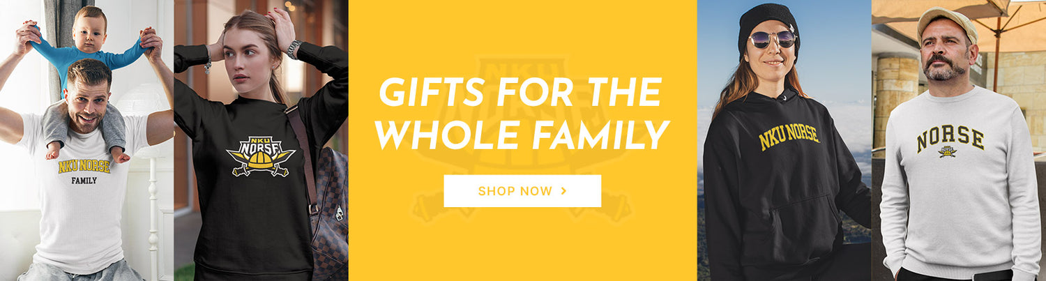 Gifts for the Whole Family. People wearing apparel from NKU Northern Kentucky University Norse