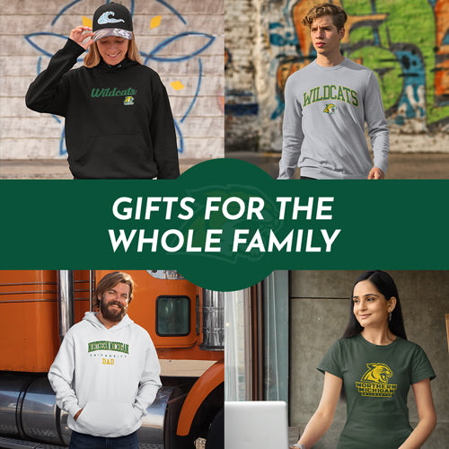 Gifts for the whole family. People wearing apparel from NMU Northern Michigan University Wildcats - Mobile Banner