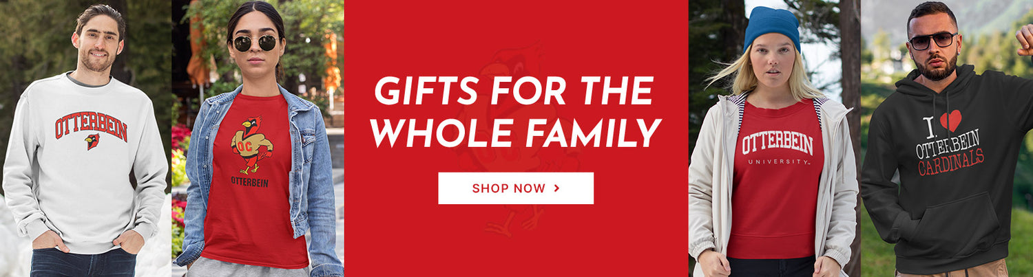 Gifts for the Whole Family. People wearing apparel from Otterbein University Cardinals