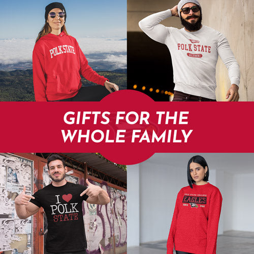 Gifts for the Whole Family. People wearing apparel from Polk State College Eagles - Mobile Banner