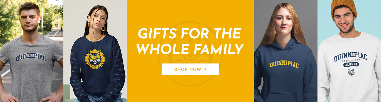 Gifts for the Whole Family. People wearing apparel from QU Quinnipiac University Bobcats