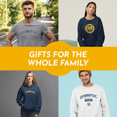 Gifts for the Whole Family. People wearing apparel from QU Quinnipiac University Bobcats - Mobile Banner