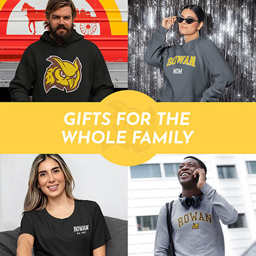 Gifts for the whole family. People wearing apparel from Rowan University Profs - Mobile Banner