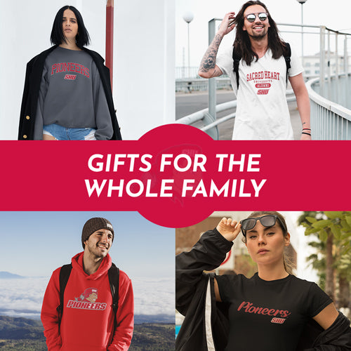 Gifts for the Whole Family. People wearing apparel from Sacred Heart University Pioneers - Mobile Banner