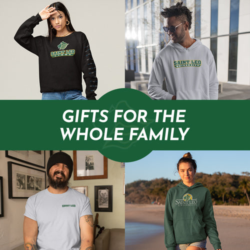 Gifts for the whole family. People wearing apparel from Saint Leo University Lions Apparel – Official Team Gear - Mobile Banner