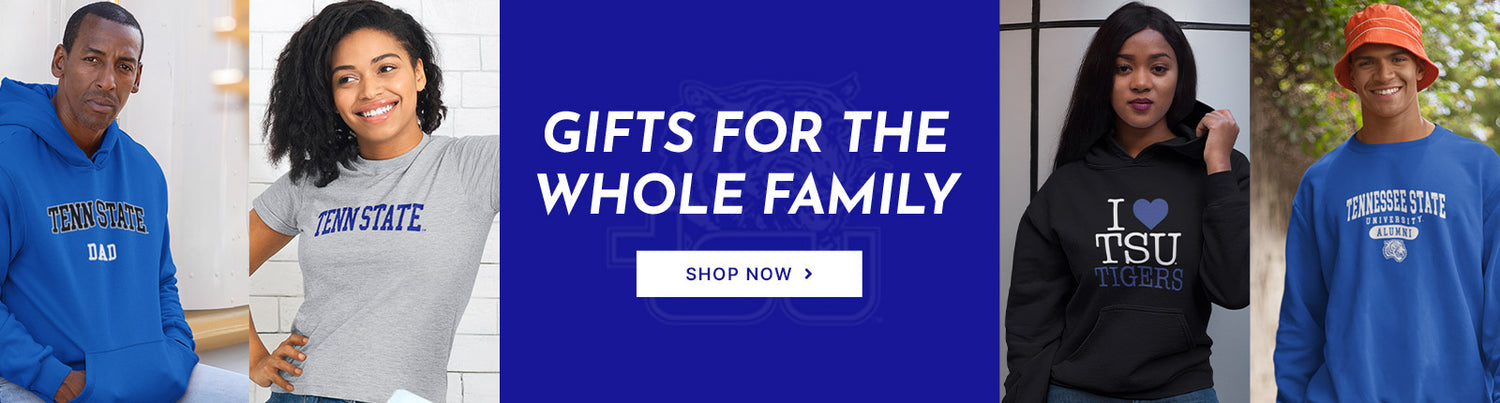 Gifts for the Whole Family. People wearing apparel from TSU Tennessee State University Tigers Apparel – Official Team Gear
