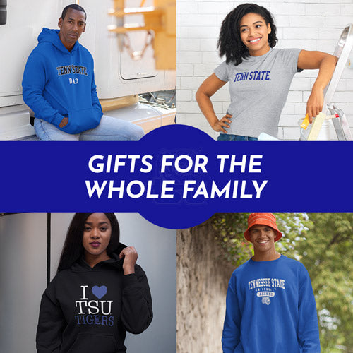 Gifts for the Whole Family. People wearing apparel from TSU Tennessee State University Tigers Apparel – Official Team Gear - Mobile Banner