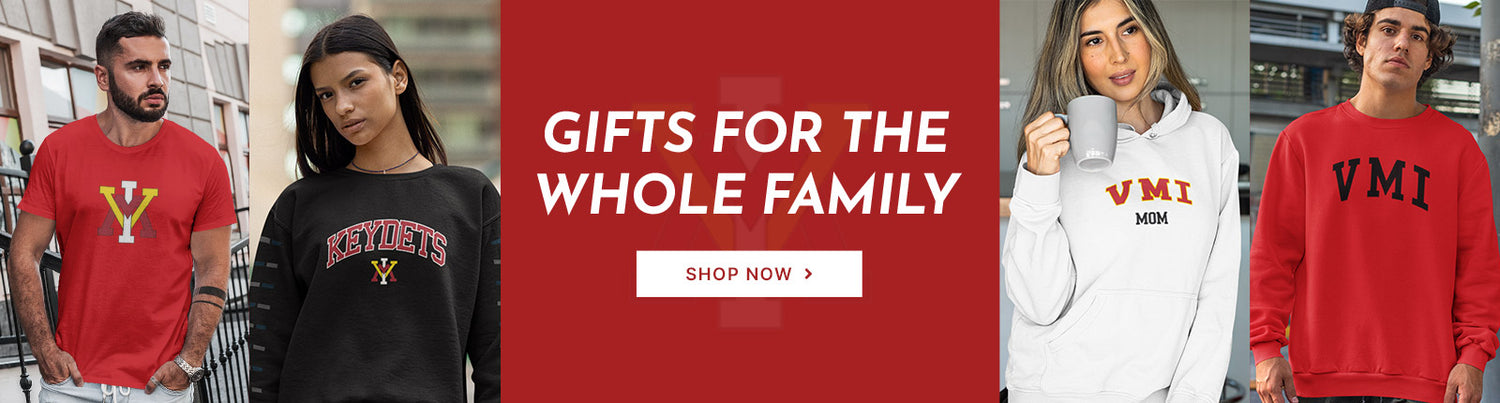 Gifts for the Whole Family. People wearing apparel from VMI Virginia Military Institute Keydets