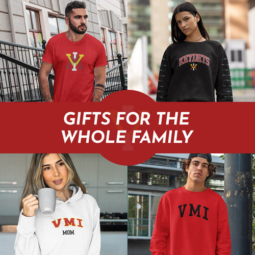 Gifts for the Whole Family. People wearing apparel from VMI Virginia Military Institute Keydets Apparel – Official Team Gear - Mobile Banner