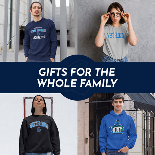 Gifts for the Whole Family. People wearing apparel from UWF University of West Florida Argonauts Apparel – Official Team Gear - Mobile Banner